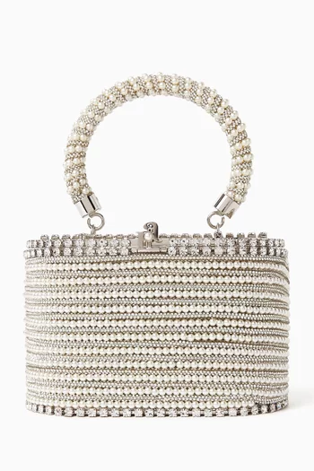 حقيبة هولي ليبلولا ميني بيد علوية مرصعة بالكريستال نحاس مطلي بلون فضي