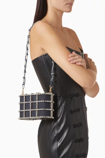 حقيبة شيل مرصعة بالكريستال دينم