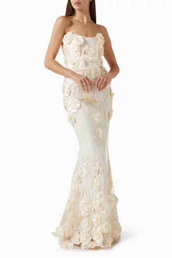 Aonia Rose-applique Gown