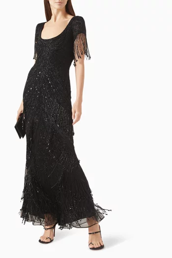 Bead-embellished Dress in Mesh