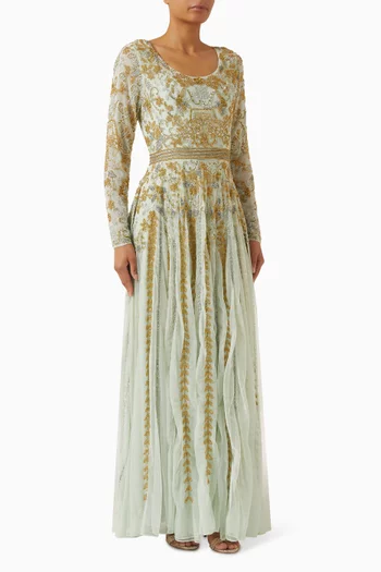 Bead-embellished Gown in Mesh