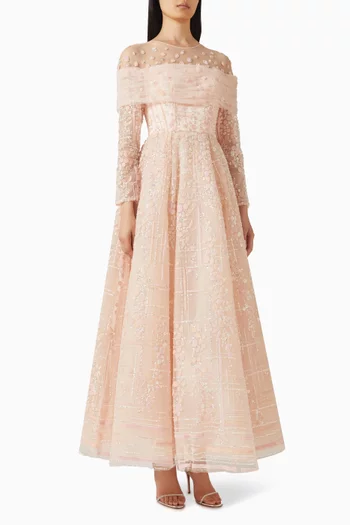 Illusion Embroidered Ball Gown