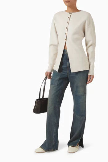 Exaggerated Sleeve Cardigan Sweater in Knit