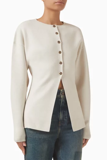 Exaggerated Sleeve Cardigan Sweater in Knit