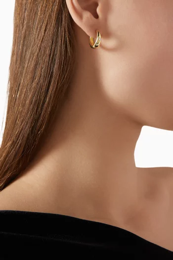 أقراط دائرية بي.او بتصميم مقوس معدن مطلي ذهب عيار 18