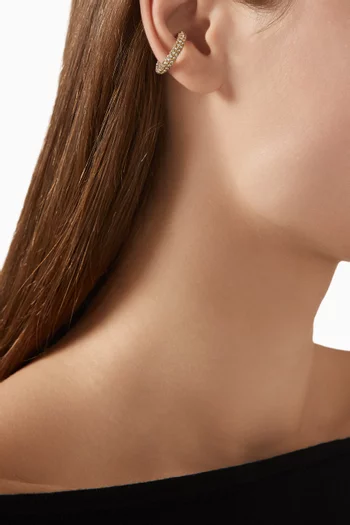 قرط كوكو منفرد بتصميم يحيط بالأذن مرصع بالكريستال معدن مطلي ذهب عيار 18