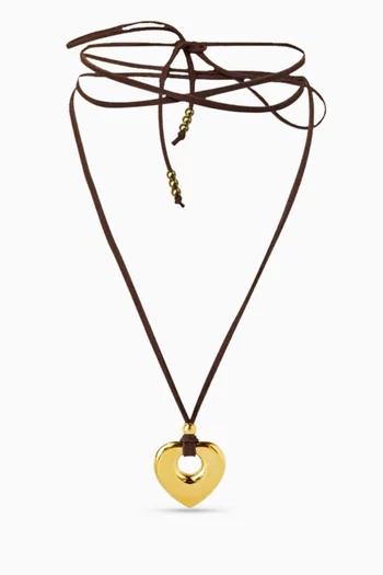 Open Heart Choker Necklace in 18kt Gold-plated Metal & Cord