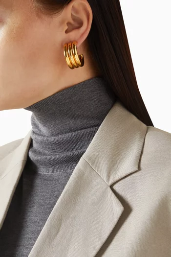 أقراط دائرية بي.او جيجي ميني معدن مطلي ذهب عيار 24