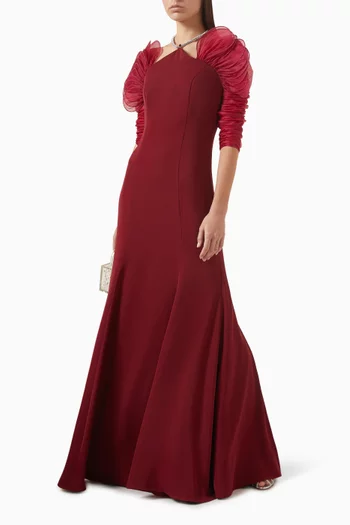 Embellished Gown in Crepe & Organza