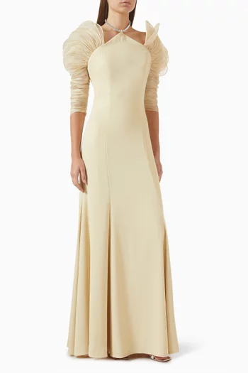 Embellished Gown in Crepe & Organza