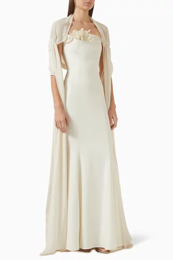 فستان بتطريزات كريب وشيفون