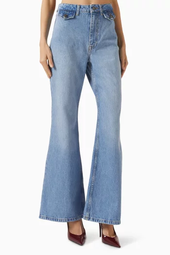 Flared High-waist Jeans in Denim