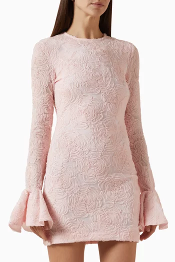 فستان قصير بكشكش قماش شبكي