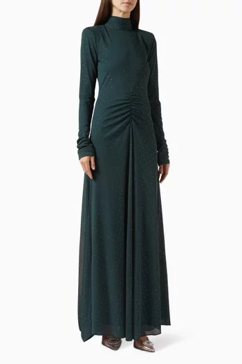 فستان بوشاح مزين بتطريزات بالترتر