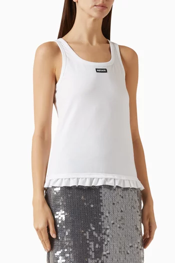 Ruffle-hem Tank Top in Cotton Blend