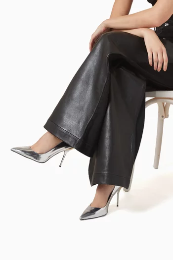 حذاء كلاسيك جولدن سبويلر بسير خلفي وكعب 95 مم جلد لامع