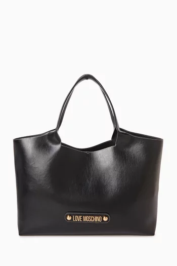 Large Shopper Tote in Faux Leather