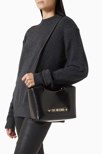 حقيبة يد ميني بشعار الماركة جلد صناعي