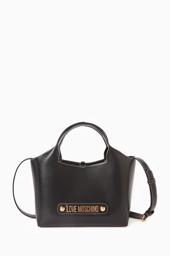 حقيبة يد ميني بشعار الماركة جلد صناعي