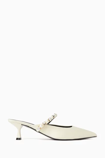 Elsa 50 Embellished Mules in Satin