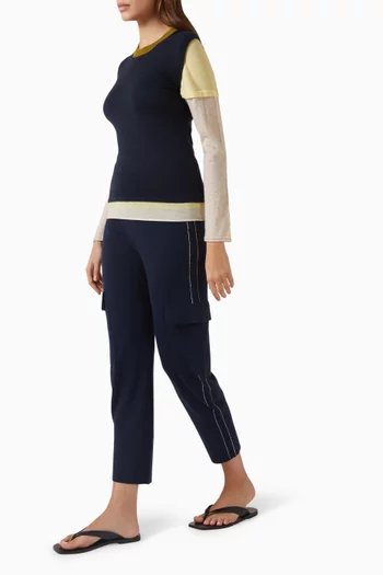 بنطال كارغو بجيوب وقصة بطول الكاحل كشمير