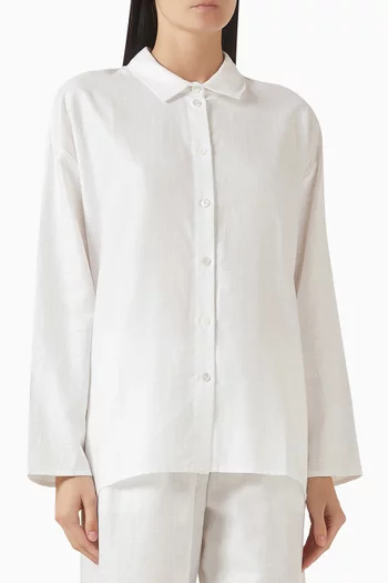 قميص بقصة فضفاضة قطن كتان