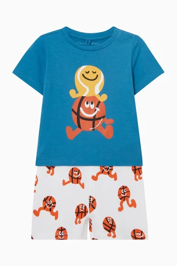 تي شيرت بطبعة كرة بيسبول مبتسمة قطن