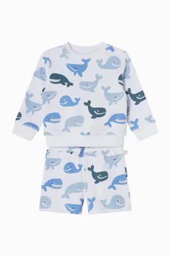 Whale-print Sweatshirt & Shorts Set