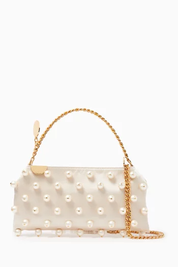 Mini Falabella Pearl-embellished Bag in Eco Satin
