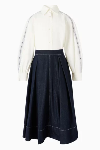 تنورة واسعة متوسطة الطول دينم