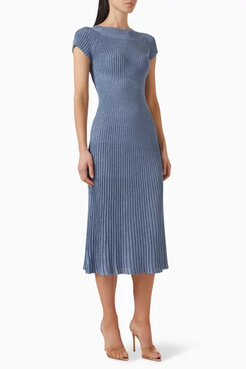 فستان متوسط الطول نسيج مضلع