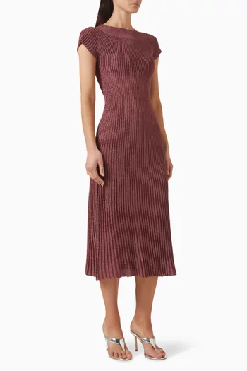 فستان متوسط الطول نسيج مضلع