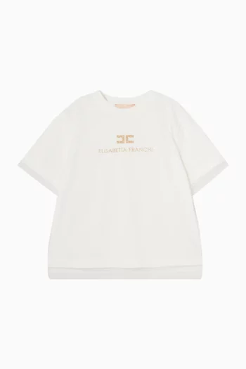 تي شيرت بشعار الماركة مزيج قطن