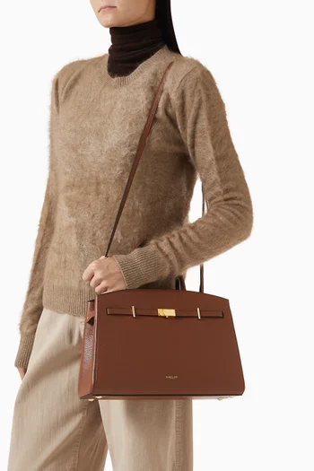 حقيبة هدسون متوسطة بيد علوية جلد بارز الملمس