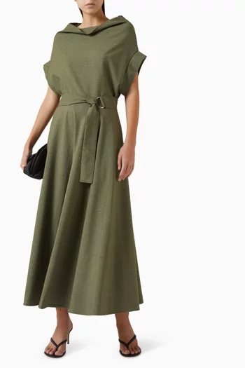 فستان هارفي متوسط الطول بحزام