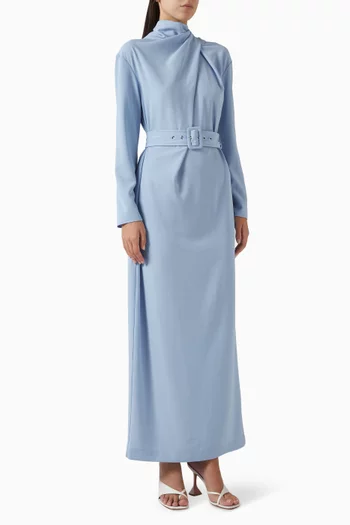 فستان آيفي طويل بقصة مستقيمة بحزام