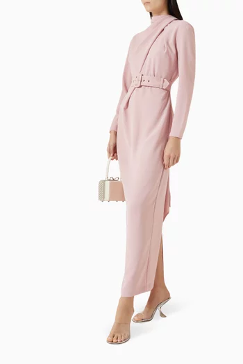 فستان آيفي طويل بقصة مستقيمة بحزام