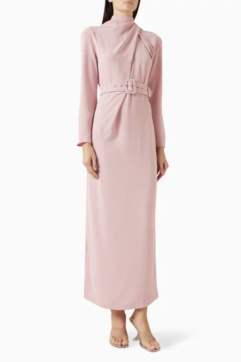 فستان آيفي طويل بقصة مستقيمة بحزام