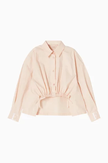 قميص بأكمام طويلة بشعار الماركة قطن بوبلين