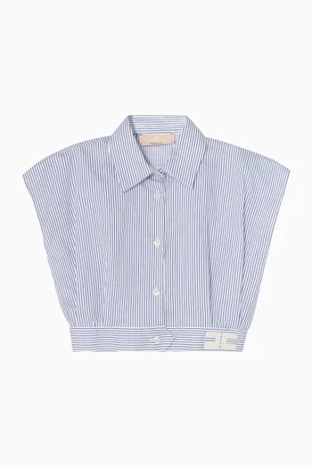 Puff-Sleeve Polo Top