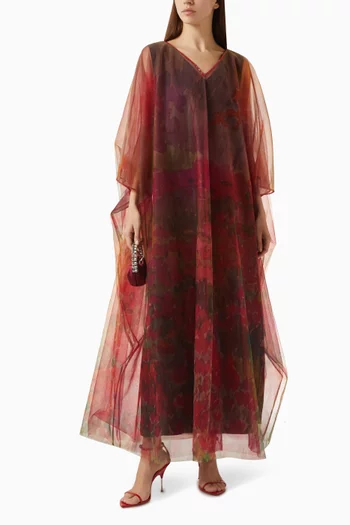 قفطان مزين بنقشة تول