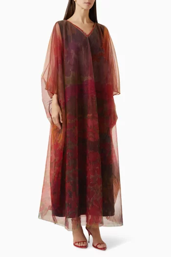 قفطان مزين بنقشة تول