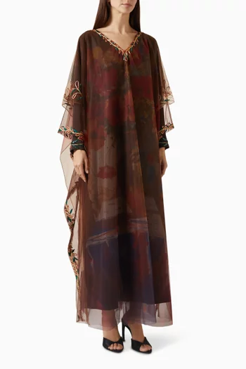 قفطان مزين بنقشة تول