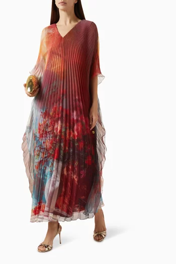 قفطان مزين بنقشة شيفون