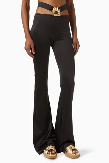 بنطال جوينيث بقصة واسعة بخصر مرتفع ستان