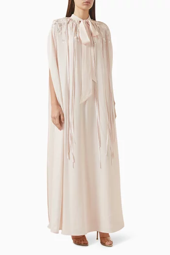 Solayne Cape Dress in Silk Crepe