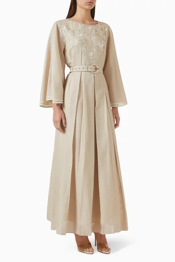 Ciel Belted Dress in Lurex Linen