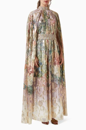 Orlina Belted Dress in Lurex Chiffon