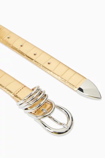 حزام هوليهوك جلد لامع بنقشة جلد التمساح