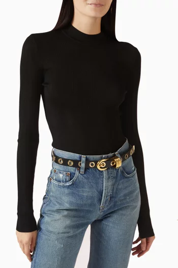 Hollyhock Rivet Belt in Leather